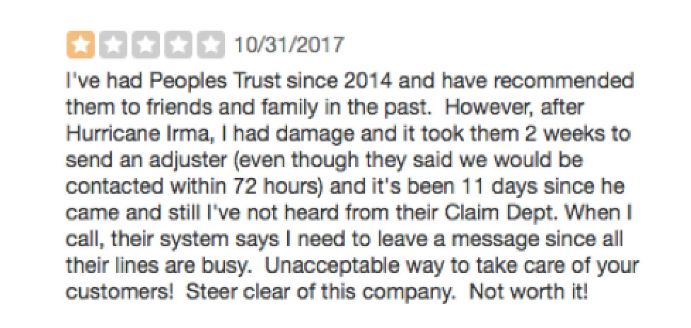 Peoples Choice Insurance Bad Review