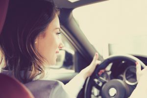 woman driving car